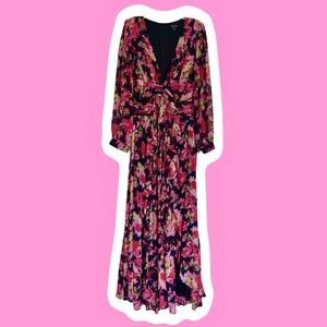 Boohoo Size 10 Pink & Green Floral Garden Gown/Dress
